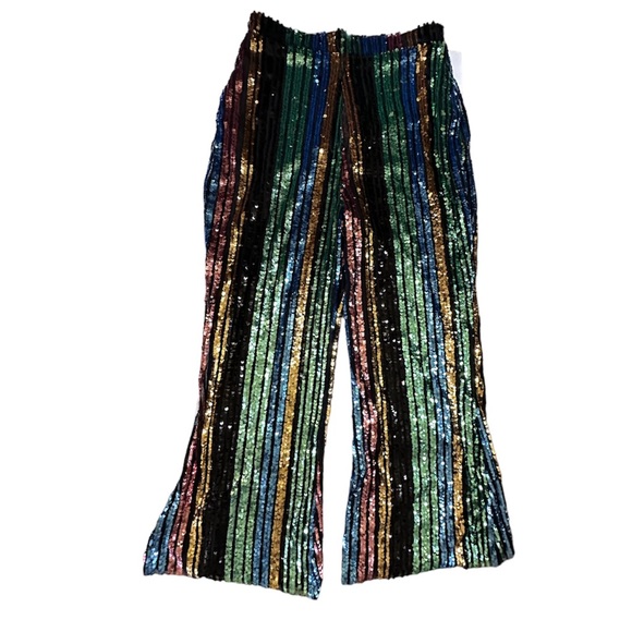 Mumu Leigh High Waisted Striped Sequin Pants New Size Medium - Picture 5 of 8